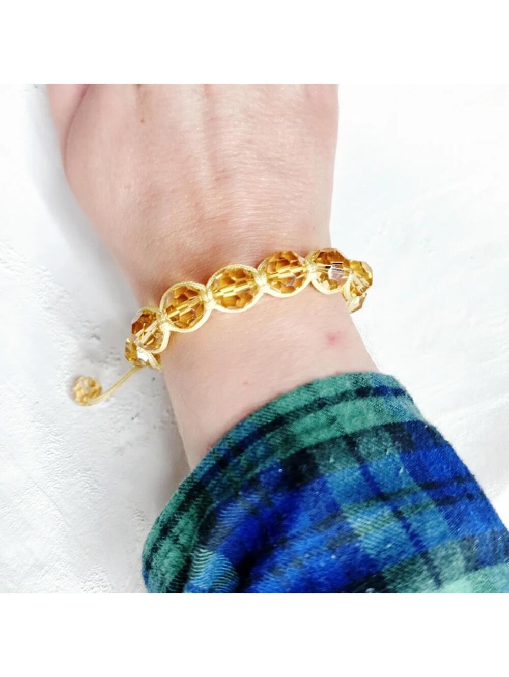 7579u. Golden Adjustable Bracelet Crystal